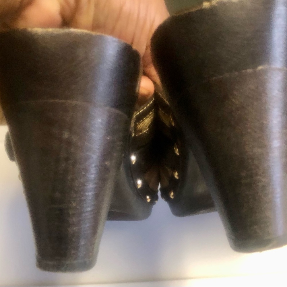 Coach Brown Signature Canvas Mule Heels with Gold Hardware - Picture 7 of 7